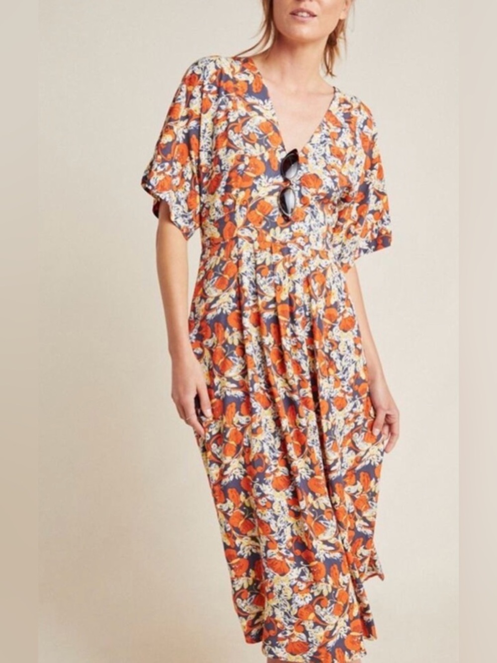 Anthropologie Porridge Les Papillons Midi Dress Sz MP